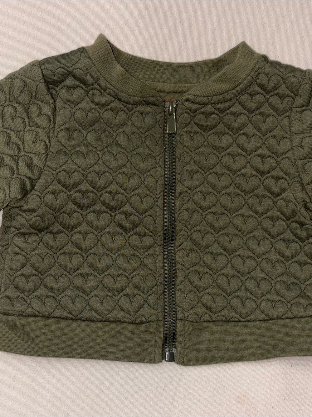 Cat & Jack Olive Green Quilted Heart Zip Jacket